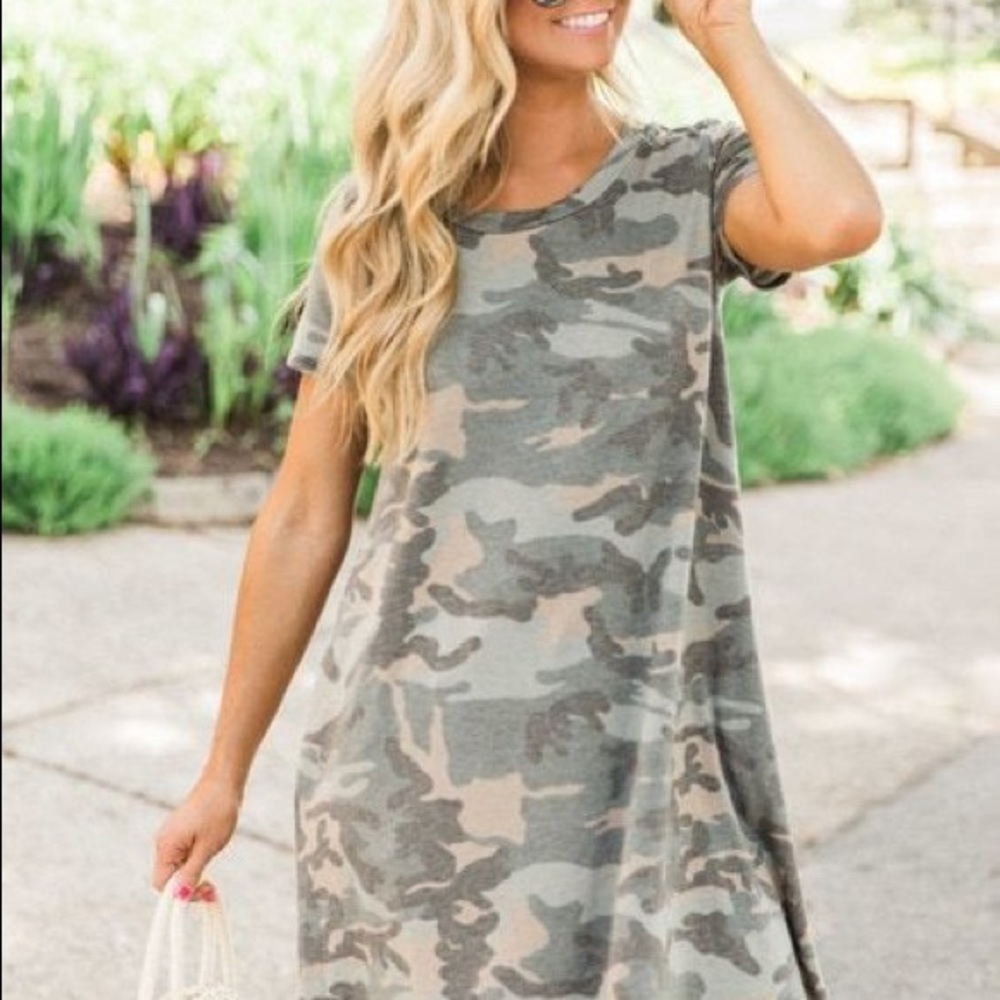 💕 CARRY HOME IN MY HEART CAMO PRINT DRESS MEDIUM M